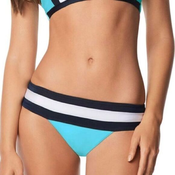 PILYQ Aquamarine banded teeny bikini bottoms. Large - Picture 8 of 8